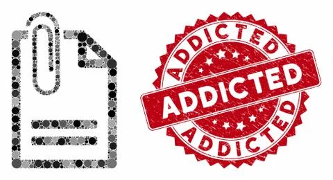 Mosaic Attached Document with Textured Addicted Seal Stock Illustration