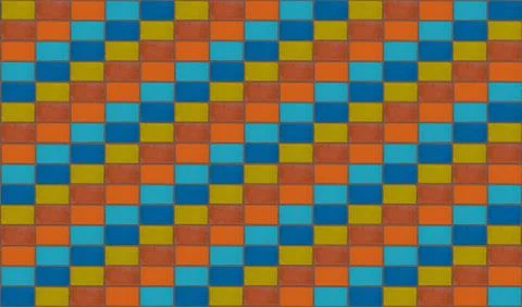 Mosaic background. orange blocks blue diagonal line steps .color pattern Illustrazione stock
