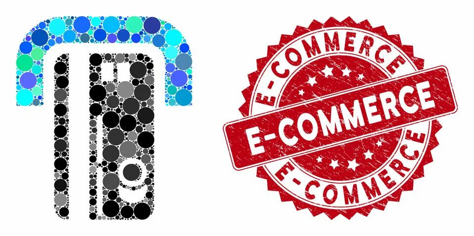 Mosaic Banking Machine with Distress E-Commerce Stamp Stock Illustration