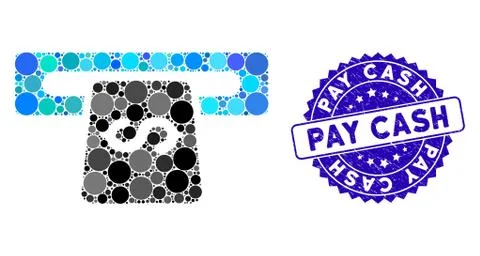 Mosaic Banking Machine Icon with Textured Pay Cash Seal Illustrazione stock