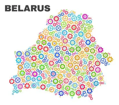 Mosaic Belarus Map of Gear Elements Illustrazione stock