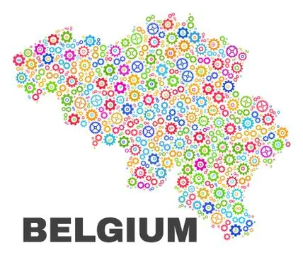 Mosaic Belgium Map of Cog Elements Illustrazione stock