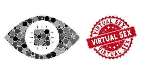 Mosaic Bionic Eye Circuit with Scratched Virtual Sex Seal Illustrazione stock