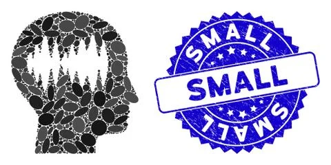 Mosaic Brain Waves Icon with Textured Small Stamp Stock Illustration