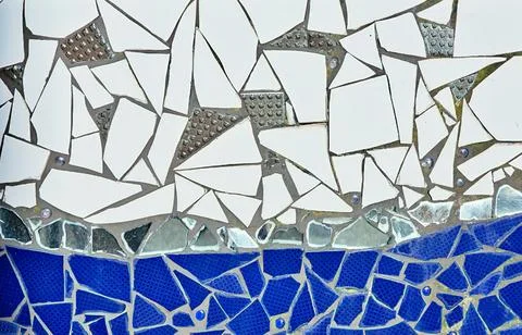 Mosaic Broken Bits White &amp; Blue Stock Photos