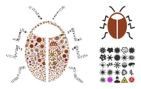 Mosaic Bug Icon of Infection Microbes Stock Illustration