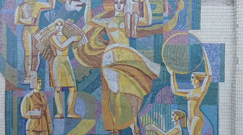 Mosaic on the building in the city 스톡 동영상 68611586