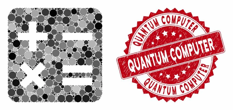 Mosaic Calculation with Scratched Quantum Computer Stamp イラスト素材