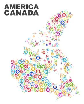 Mosaic Canada V2 Map of Cogwheel Items Stockillustratie