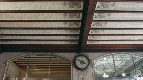 Mosaic ceiling in the north train station in Valencia, spain Video stock 92303847