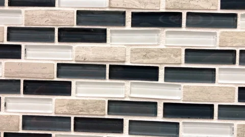 Mosaic, ceramic and glass kitchen and bathroom tiles, abstract pattern, Stock Footage 113397889
