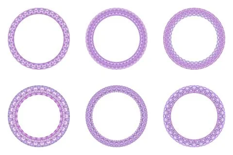 Mosaic circle frame set - geometrical abstract vector elements Illustrazione stock