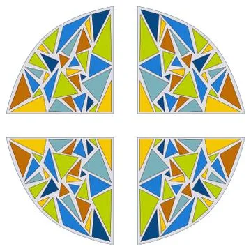 Mosaic circle vector illustration. Stained glass window. Stock Illustration