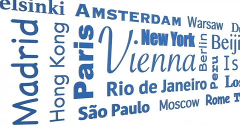 Mosaic of cities names - Loop Stock Footage 81737344