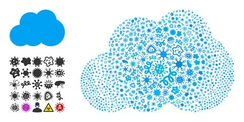 Mosaic Cloud Icon of Flu Microbes Stock Illustration