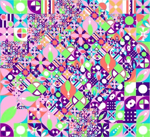 Mosaic collage pattern geometric shapes, stained glass Illustrazione stock