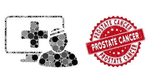 Mosaic Computer Patient with Scratched Prostate Cancer Seal Stock-Illustration