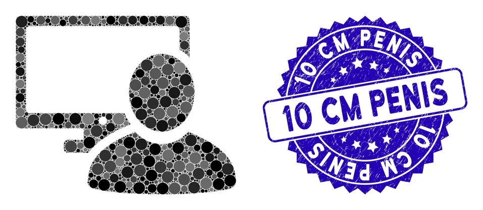Mosaic Computer User Icon with Textured 10 Cm Penis Stamp Stock Illustration