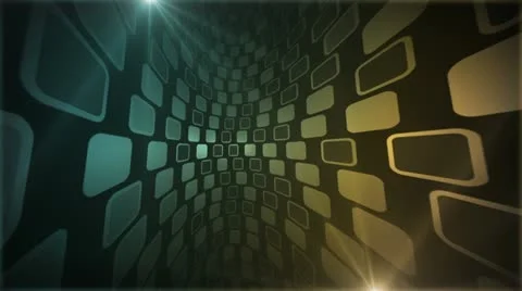 Mosaic Corridor Blue Amber Stock Footage 12143457