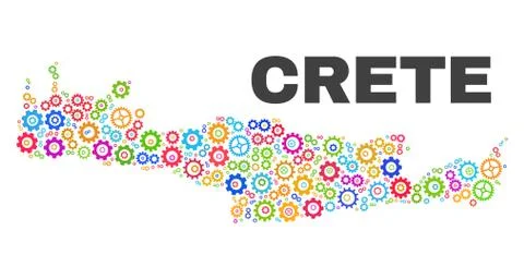 Mosaic Crete Map of Cogwheel Elements Illustrazione stock