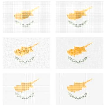 Mosaic Cyprus flag set Stock Illustration