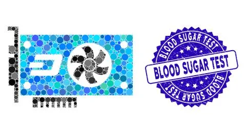 Mosaic Dash Video GPU Card Icon with Textured Blood Sugar Test Stamp Stock Illustration