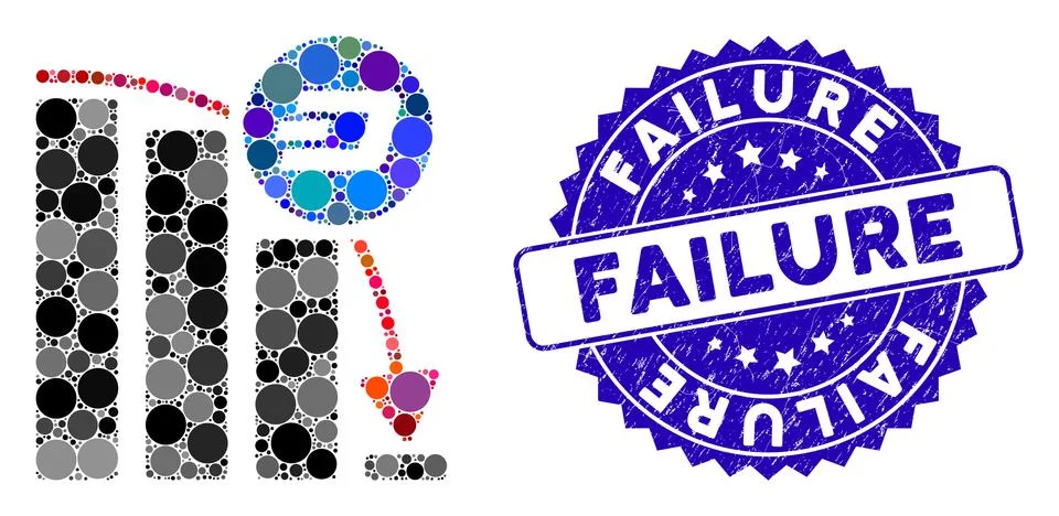 Mosaic Dashcoin Epic Fall Chart Icon with Grunge Failure Seal Ilustración de archivo