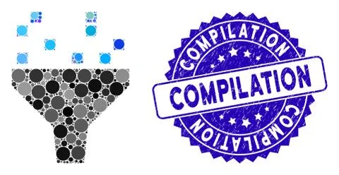 Mosaic Data Filter Icon with Textured Compilation Stamp Stock Illustration