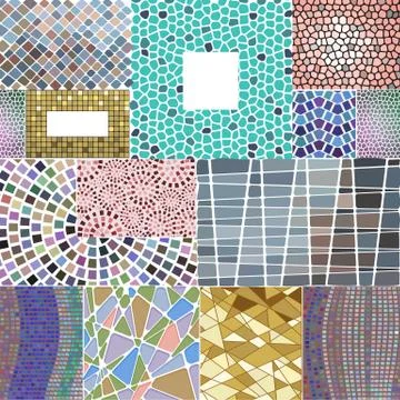 Mosaic decoration frames patchwork traditional design geometric ornament element Stock Illustration