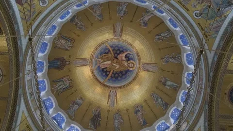 Mosaic decorations inside Saint Sava Orthodox Church, Belgrade, Serbia Stock Footage 256098669