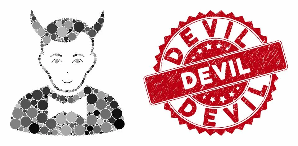 Mosaic Devil with Distress Devil Seal Stock Illustration