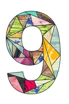 Mosaic digit 9 Stock Photos