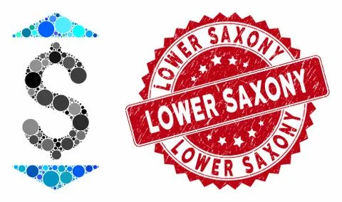 Mosaic Dollar up Down with Distress Lower Saxony Stamp Stock Illustration