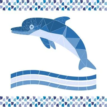 Mosaic Dolphin in Frame. Vector illustration Stock Illustration