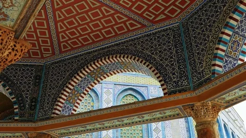 Mosaic of Dome of the Rock mosque in Jerusalem Stock Footage 77241933