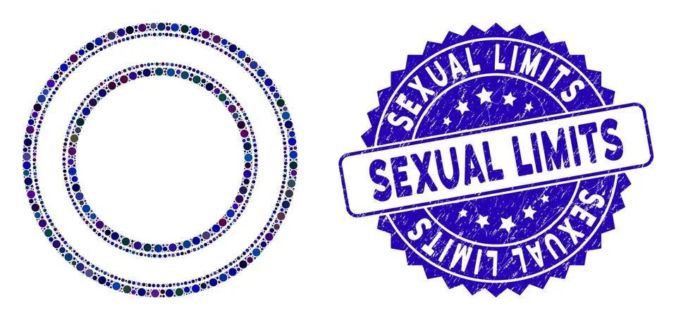Mosaic Double Circle Frame Icon with Scratched Sexual Limits Seal Stock-Illustration