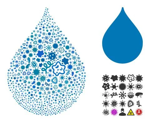Mosaic Drop Icon of Flu Pathogens Illustrazione stock