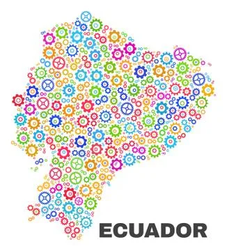 Mosaic Ecuador Map of Gearwheel Elements Stockillustratie