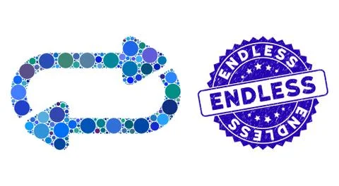 Mosaic Endless Repeat Icon with Distress Endless Seal Stock Illustration