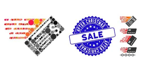 Mosaic Express Cheque Icon with Textured After Christmas Sale Seal Illustrazione stock