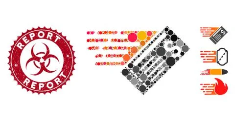 Mosaic Express Cheque Icon with Textured Report Seal Illustrazione stock