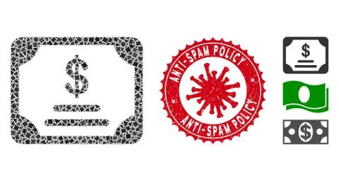 Mosaic Financial Bond Icon of Bumpy Elements with Coronavirus Grunge Anti-Spam 스톡 일러스트
