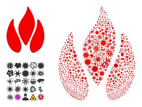 Mosaic Fire Icon of Infectious Pathogens イラスト素材