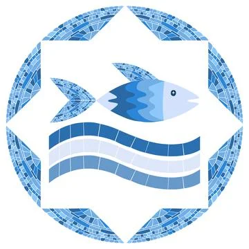 Mosaic Fish in Circle Frame. Vector illustration Stock Illustration