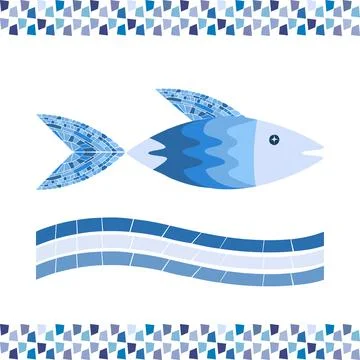 Mosaic Fish in Frame. Vector illustration Stock Illustration