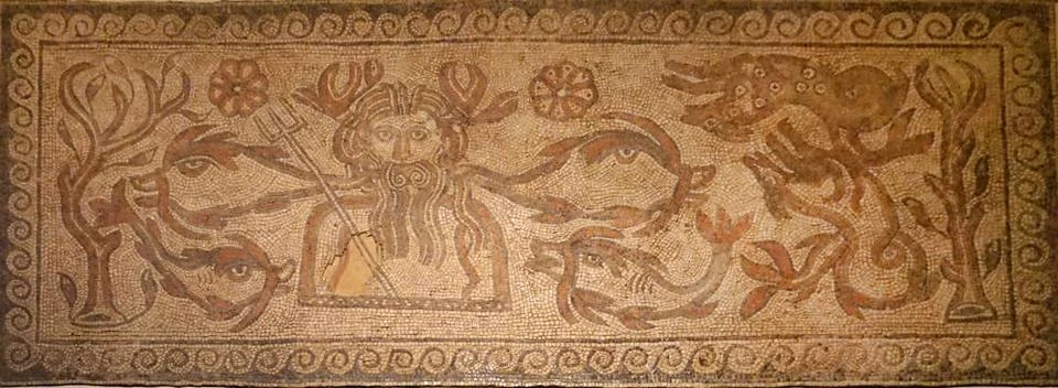  Mosaic flooring depicting the Greek and Roman God Oceanus, a divine figur... Stock Photos