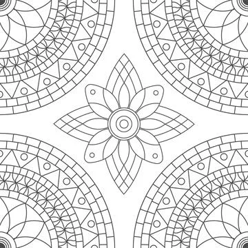 Mosaic Floral Pattern Background, Mosaic Featuring Silhouette Floral Patterns Stock Illustration