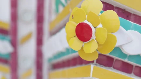 Mosaic flower decorates wall of monastery. Stock Footage 306574637