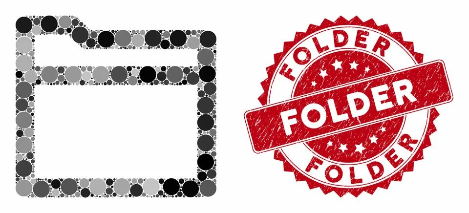 Mosaic Folder with Distress Folder Stamp Stock Illustration