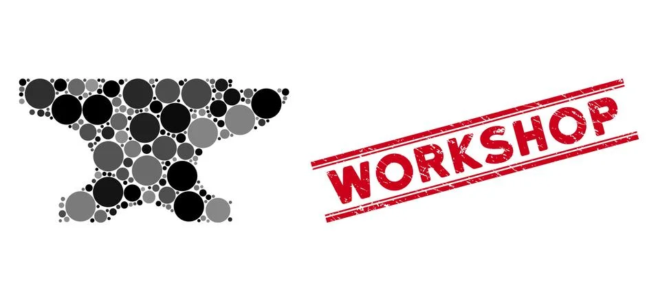 Mosaic Forge Icon with Textured Workshop Line Seal Illustrazione stock